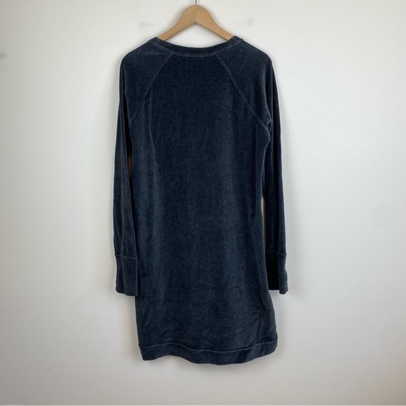 Athleta Velour Criss Cross Dress Charcoal Gray Long Sleeve - Picture 2 of 8
